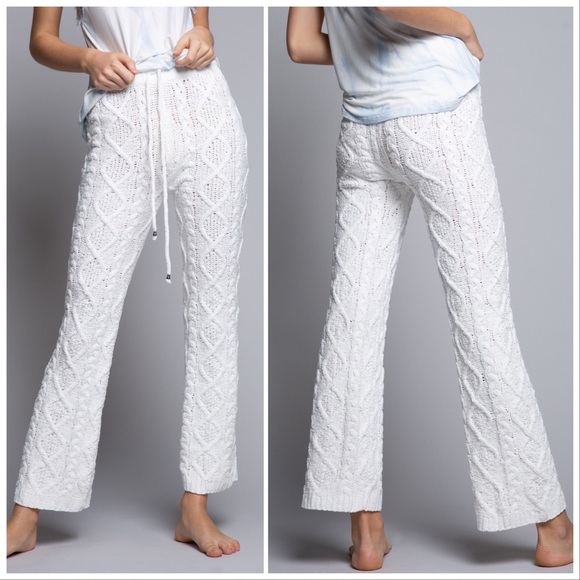 Luxury Chenille Cable Knit Lounge Pants - Picture 5 of 11